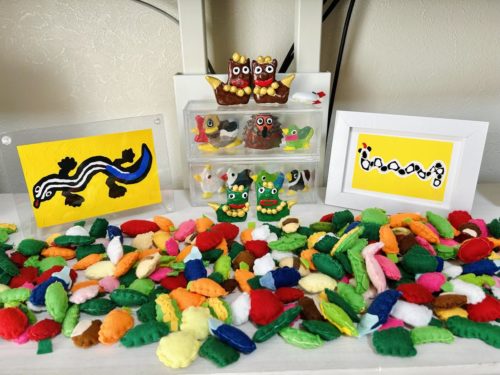 粘土や野菜のフェルト作品